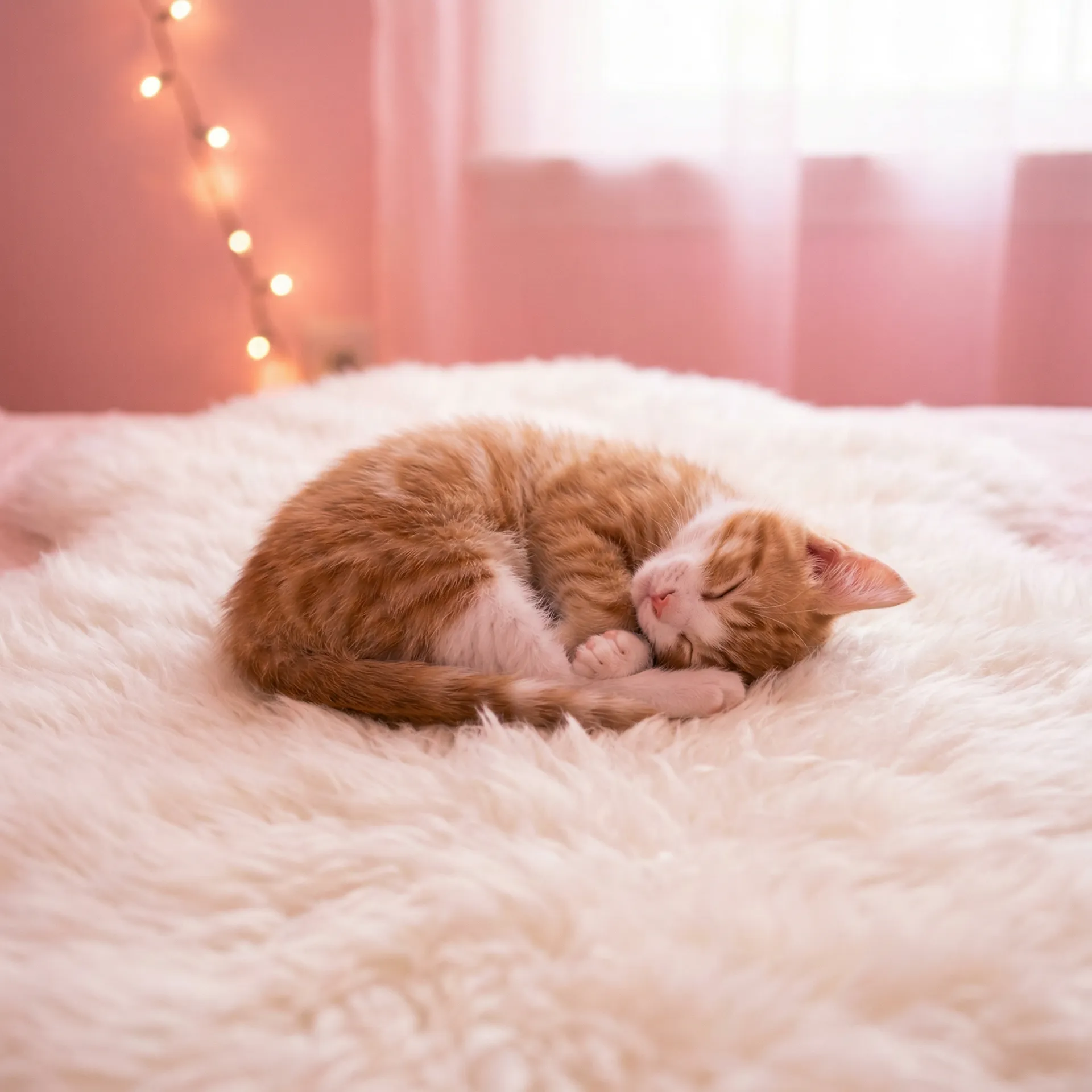 小猫蜷成一团入睡 - 新金品梅